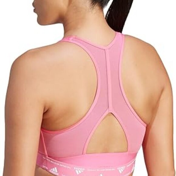NWT Adidas Powerreact Training Medium Impact Sports Bra in Pink Strata Large A-C - Picture 2 of 11